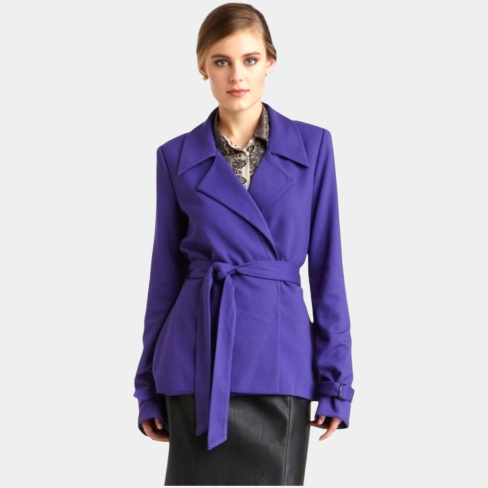 G.E.T. Women's Self tie Belted Cross over Blazer Jacket Sz: Small